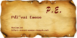 Pávai Emese névjegykártya