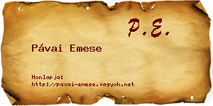 Pávai Emese névjegykártya